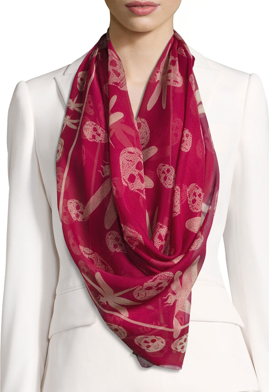 Alexander McQueen Dragonfly & Skull Silk Scarf