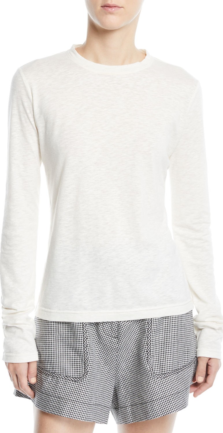 Derek Lam 10 Crosby Drawstring-Back Long-Sleeve Crewneck Top