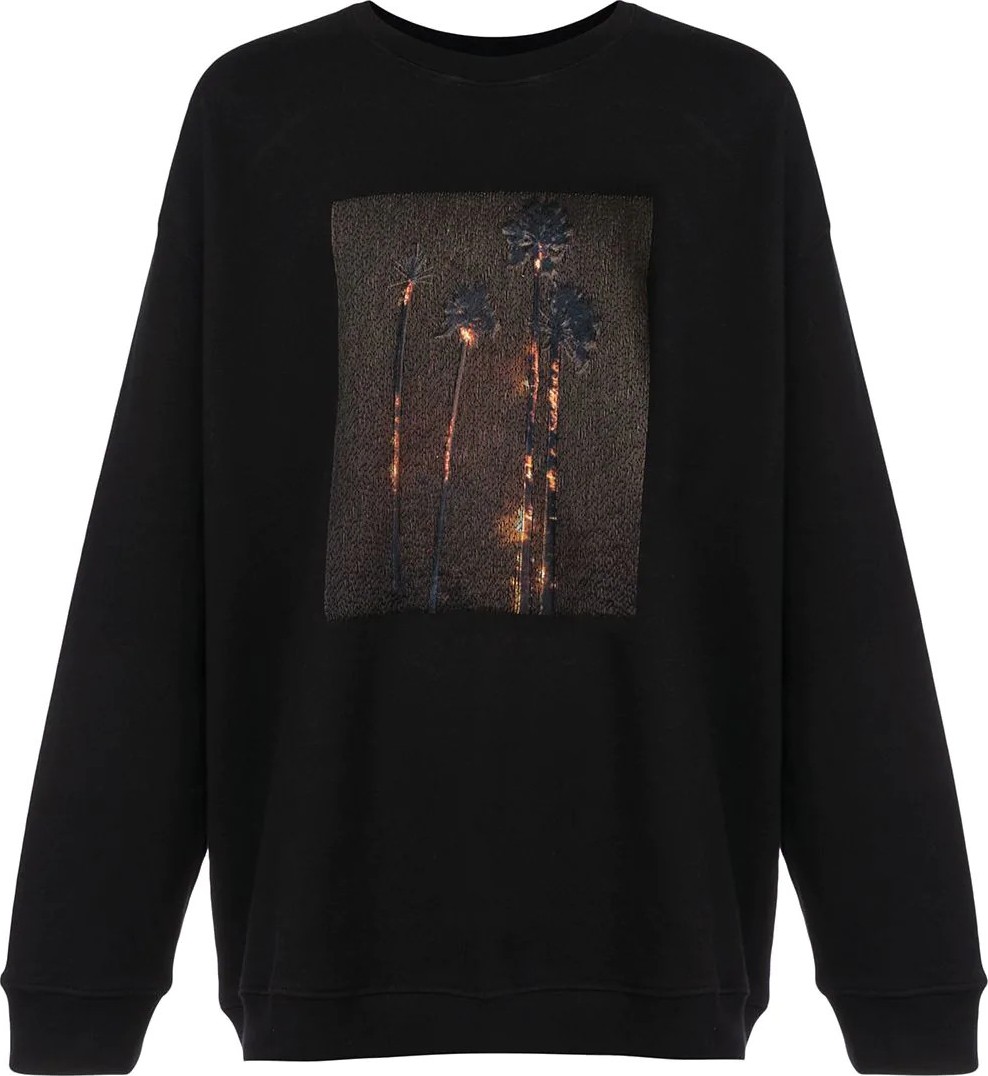 Adaptation burning palm tree print sweatshirt