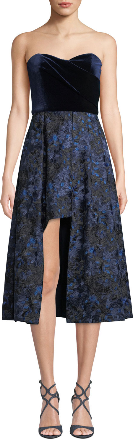 Black Halo Caine Strapless Velvet Dress