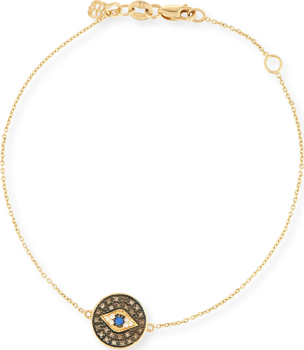 Sydney Evan Evil Eye Medallion Bracelet with Diamonds