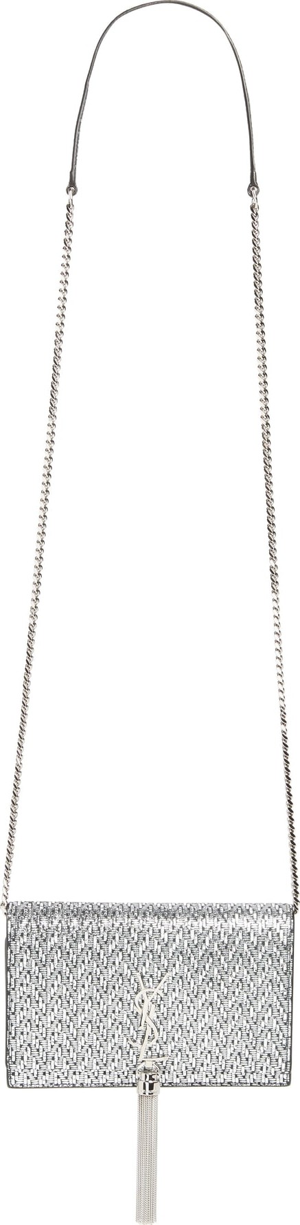 Saint Laurent Kate Lamé Lambskin Leather Wallet on a Chain