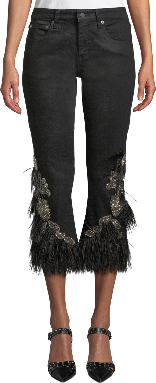 KOBI HALPERIN Amy Feather-Trim Crop Pants