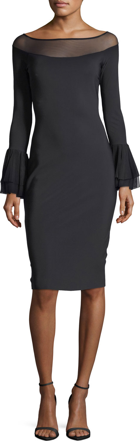 La Petite Robe di Chiara Boni Giuly Illusion Long-Sleeve Sheath Cocktail Dress