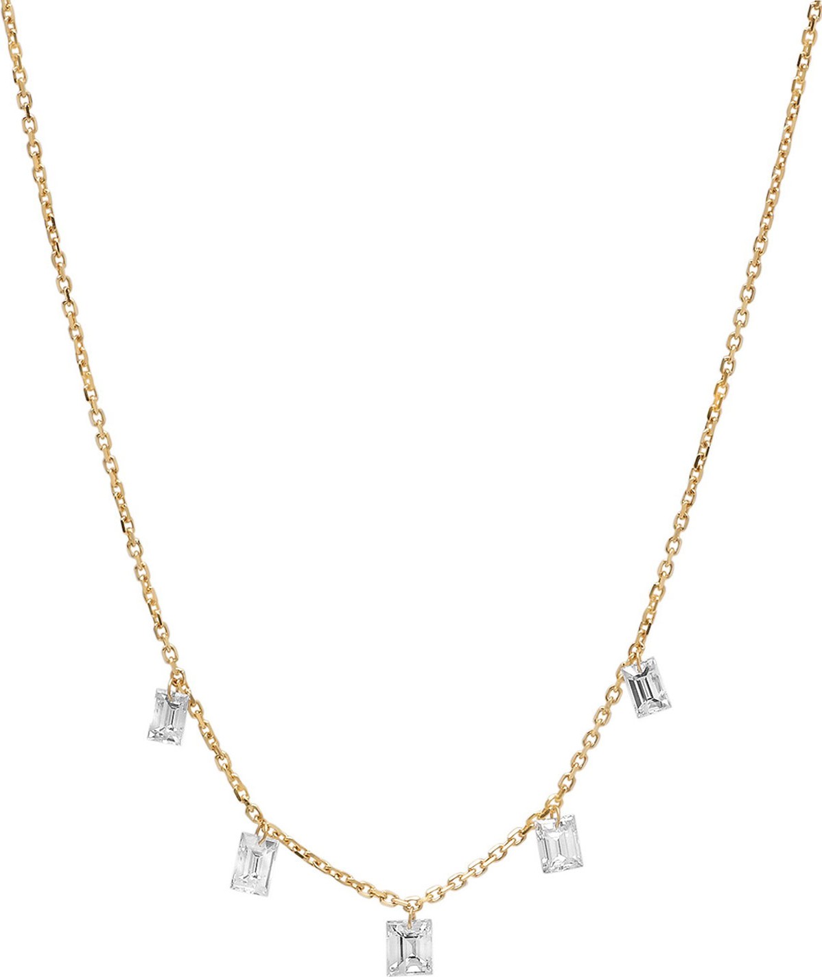 Nicha Jewelry 18k Floating Emerald-Cut 5-Diamond Necklace