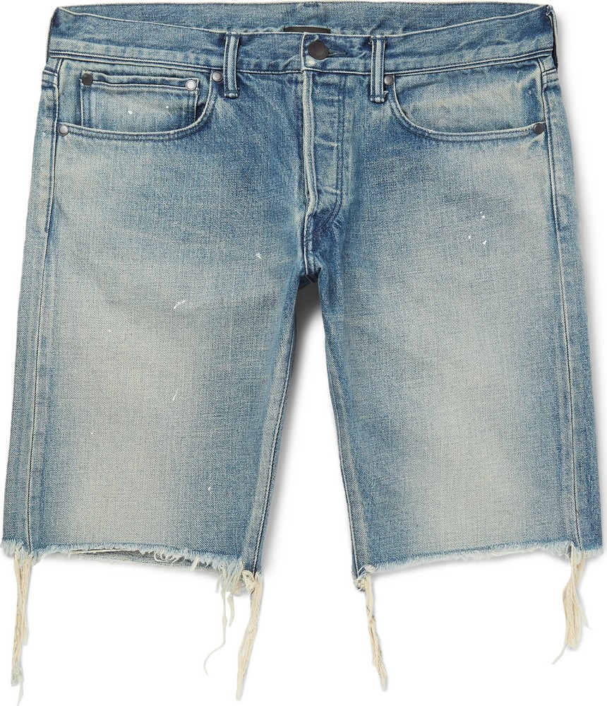 John Elliott The Cast 2 Slim-Fit Distressed Selvedge Denim Shorts