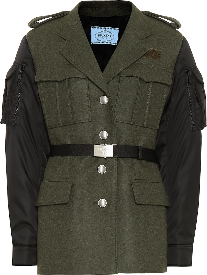 Prada Nylon-trimmed wool jacket
