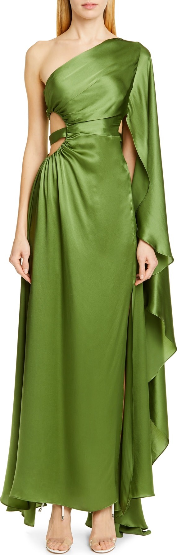 Cult Gaia Cosette One-Shoulder Silk Satin Dress