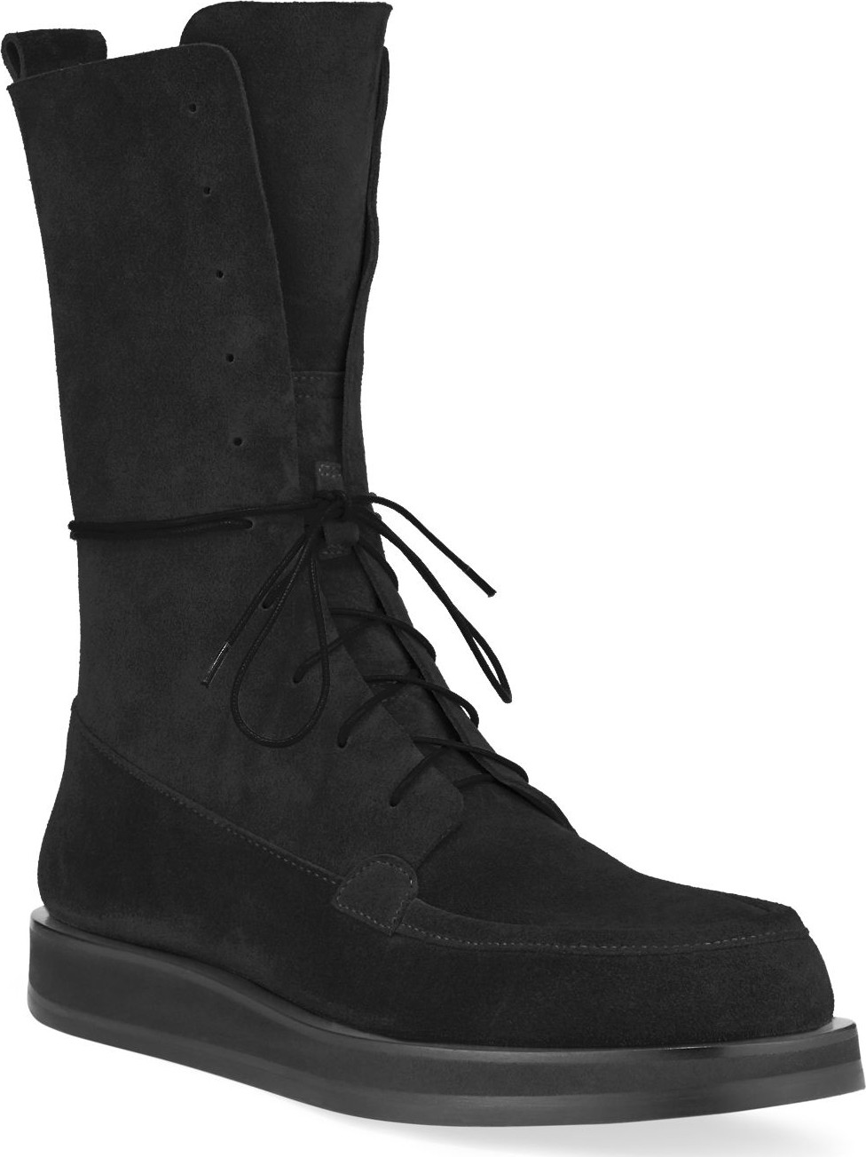 THE ROW Patty Suede Lace-Up Combat Boots