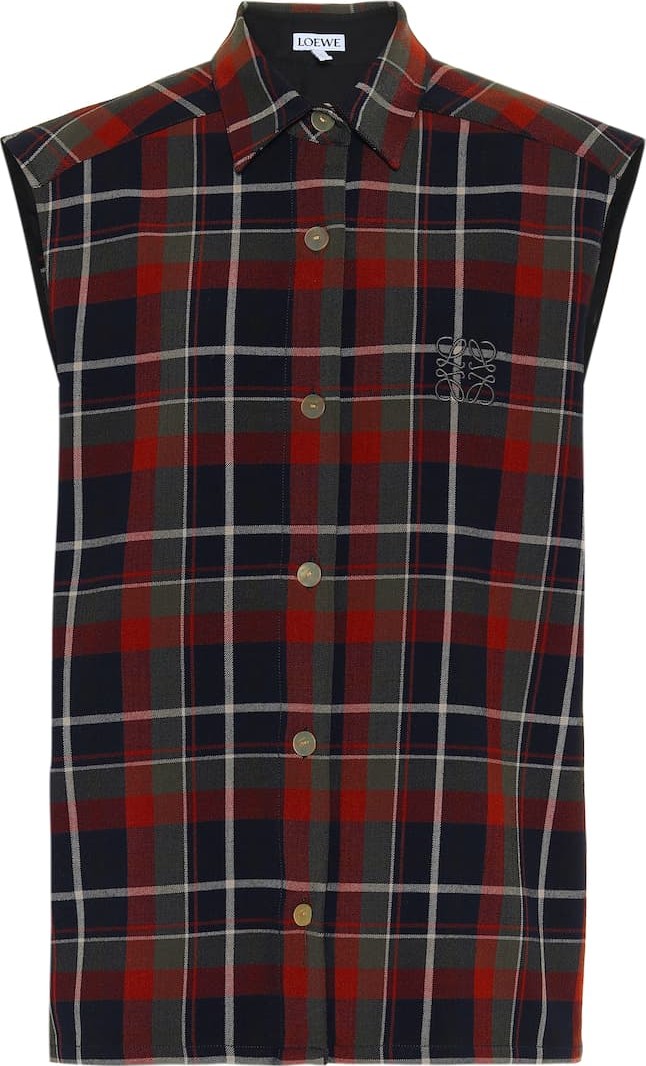 LOEWE Checked wool-blend top