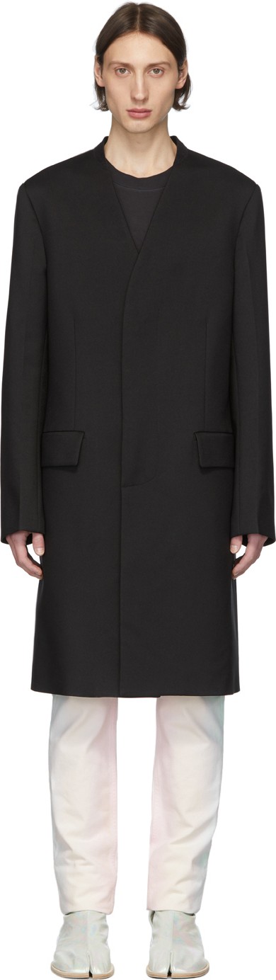 Maison Margiela Black Twill Mid-Length Coat