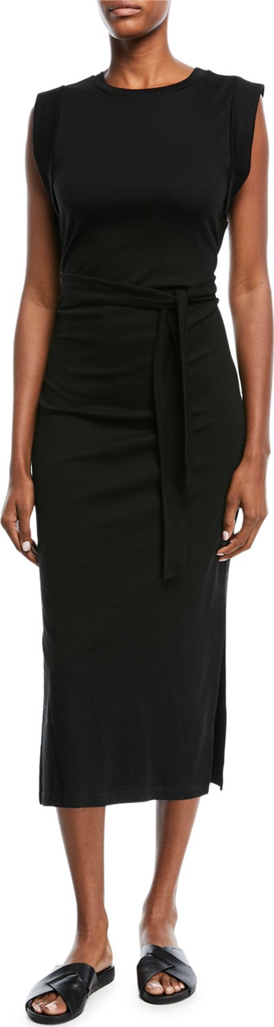 Vince Wrap-Waist Cotton Midi Dress