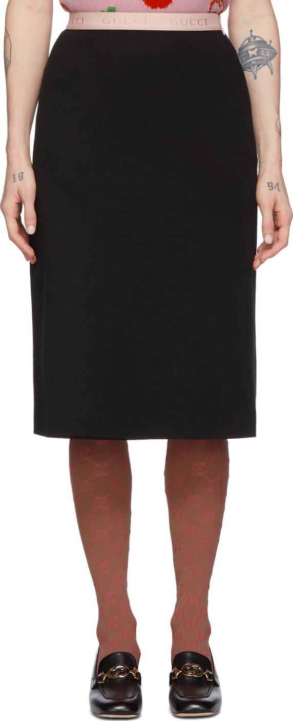 Gucci Black Wool Jersey Skirt