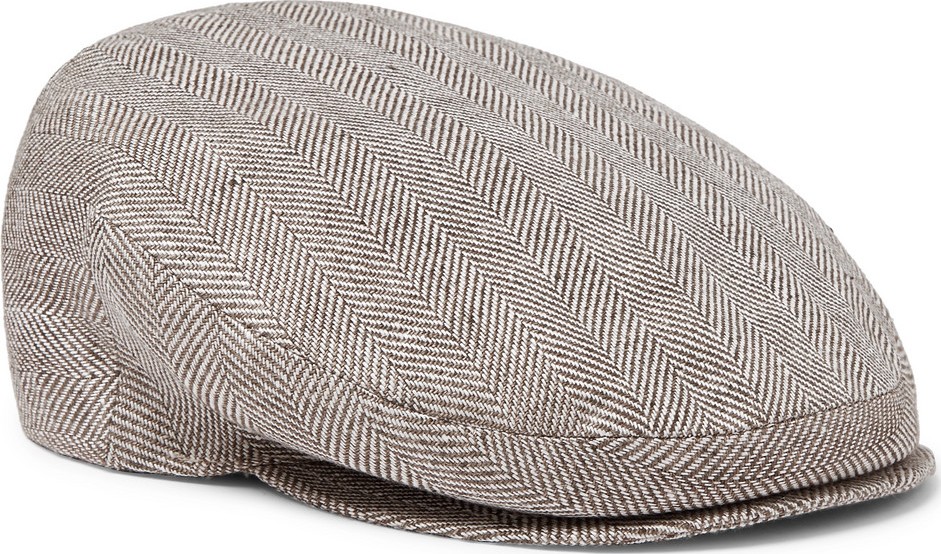 Borsalino Herringbone Linen Flat Cap