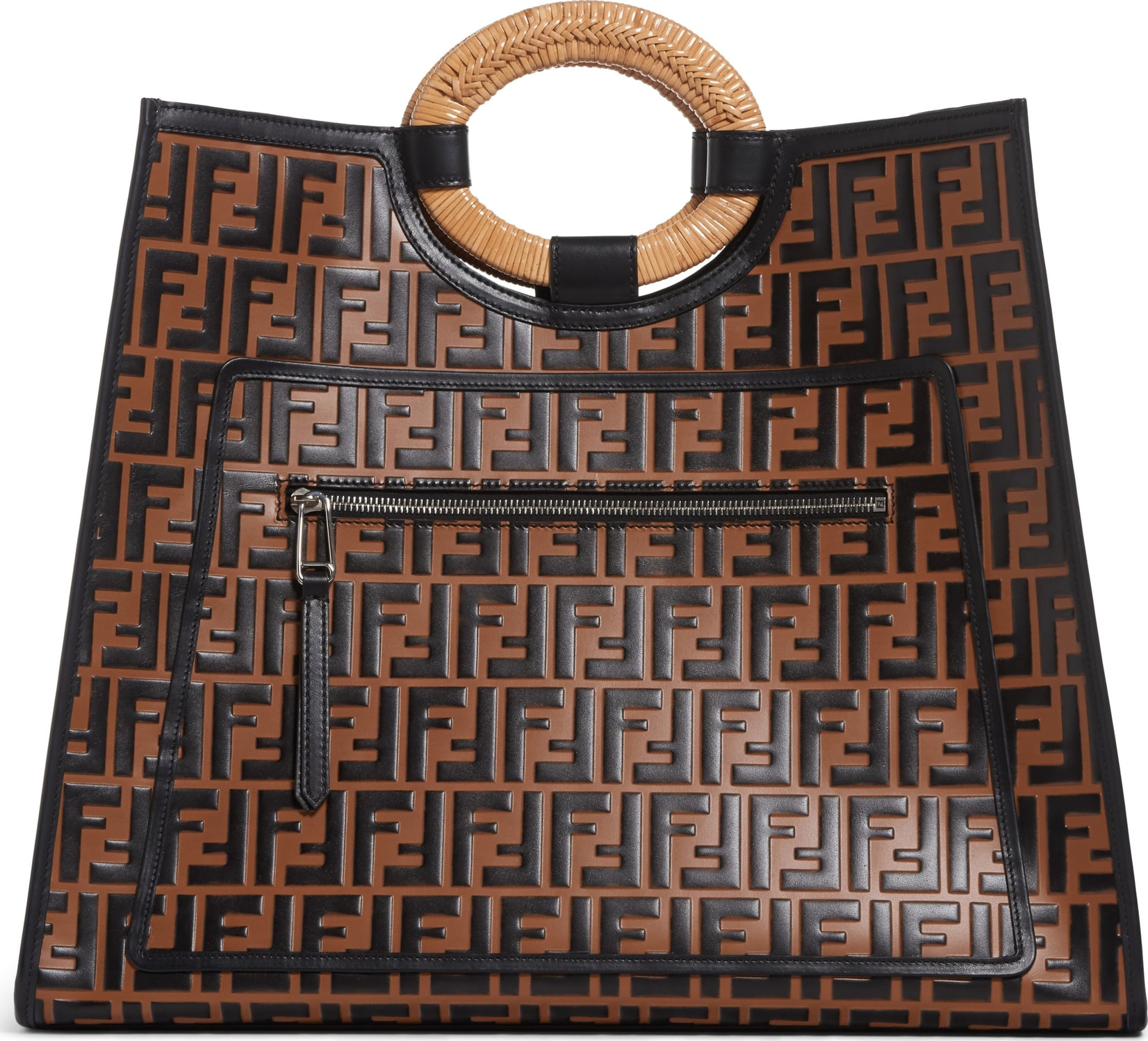 Fendi Runaway Logo Leather Shopper
