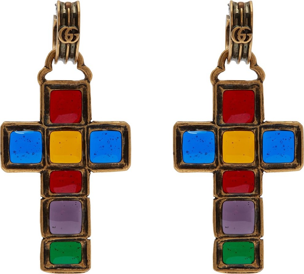 Gucci Enamelled cross earrings