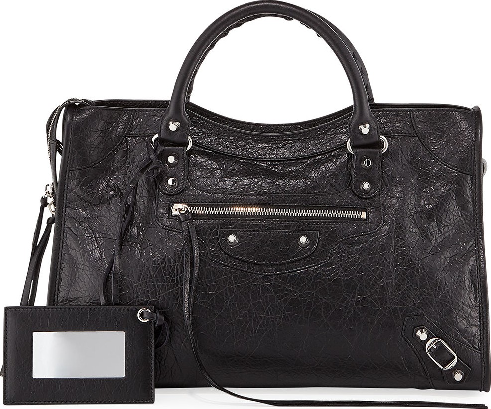 Balenciaga Classic City AJ Satchel Bag with Logo Strap