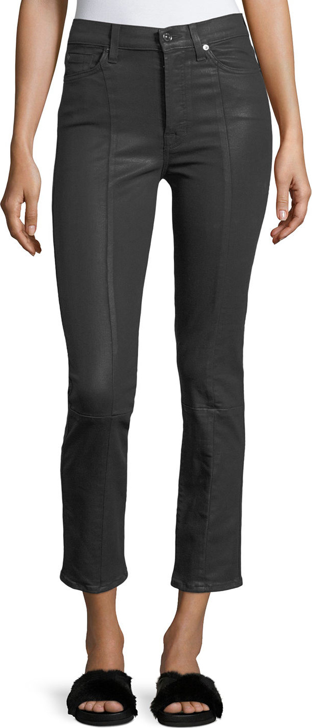 7 For All Mankind Edie Skinny-Leg Coated Pants