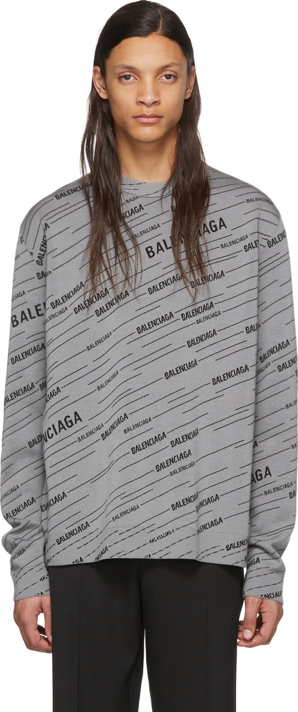 Balenciaga Grey Jacquard Sweater