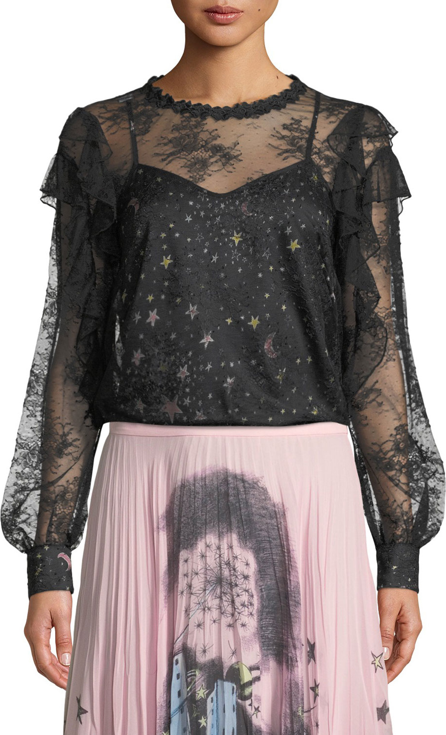 Boutique Moschino Lace Blouse with Printed Camisole