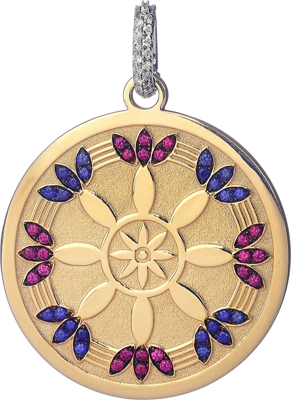 Pippo Perez 18k Two-Tone Lucky Wheel Pendant w/ Stones