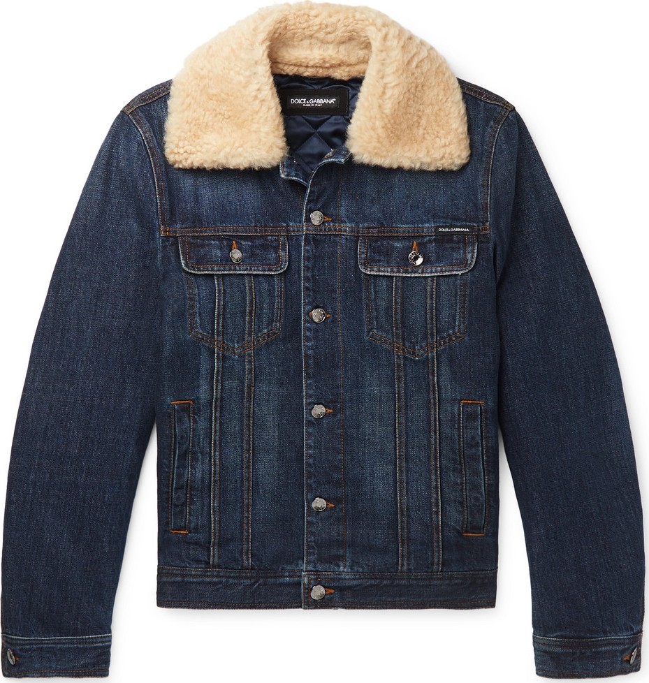 Dolce & Gabbana Slim-Fit Shearling-Trimmed Denim Trucker Jacket