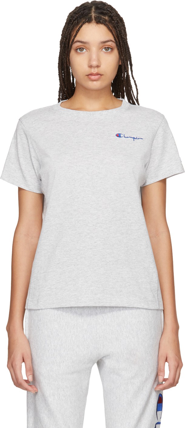 Champion Reverse Weave Grey Small Script T-Shirt