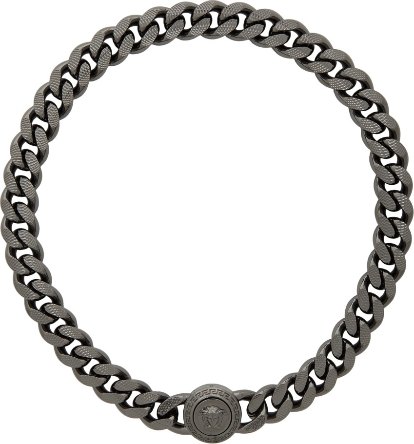 Versace SSENSE Exclusive Gunmetal Medusa Necklace Versace SSENSE Exclusive Gunmetal Medusa Necklace