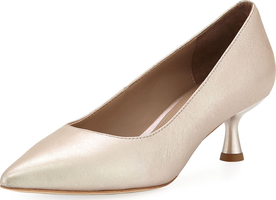 Donald J Pliner Bon Pointed-Toe Low Metallic Leather Pumps