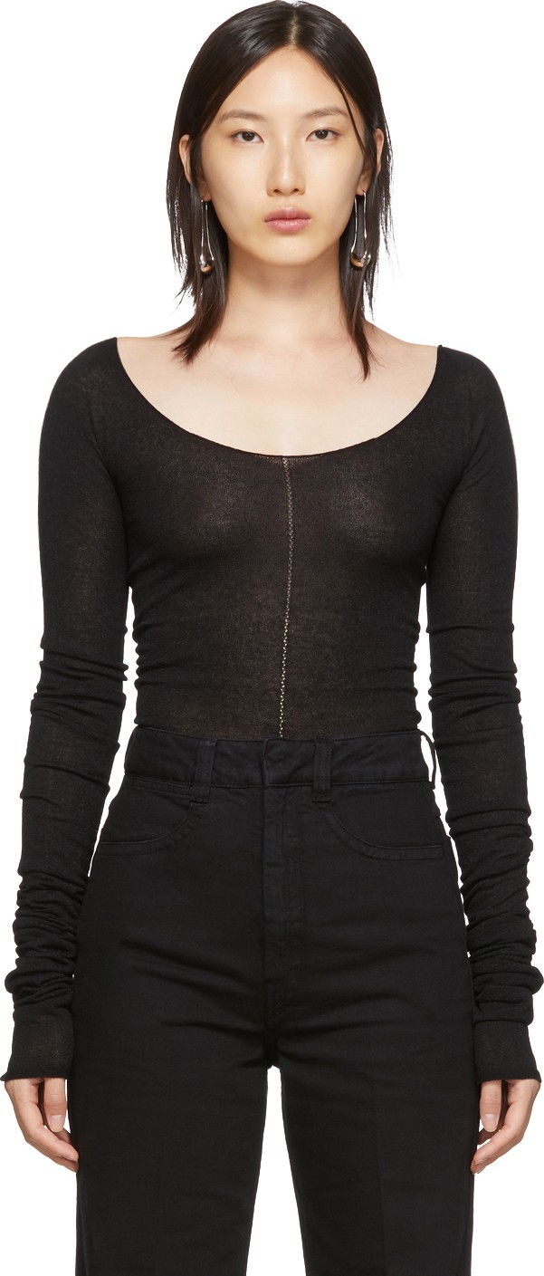 Lemaire Black Bare Shoulder Second Skin Sweater