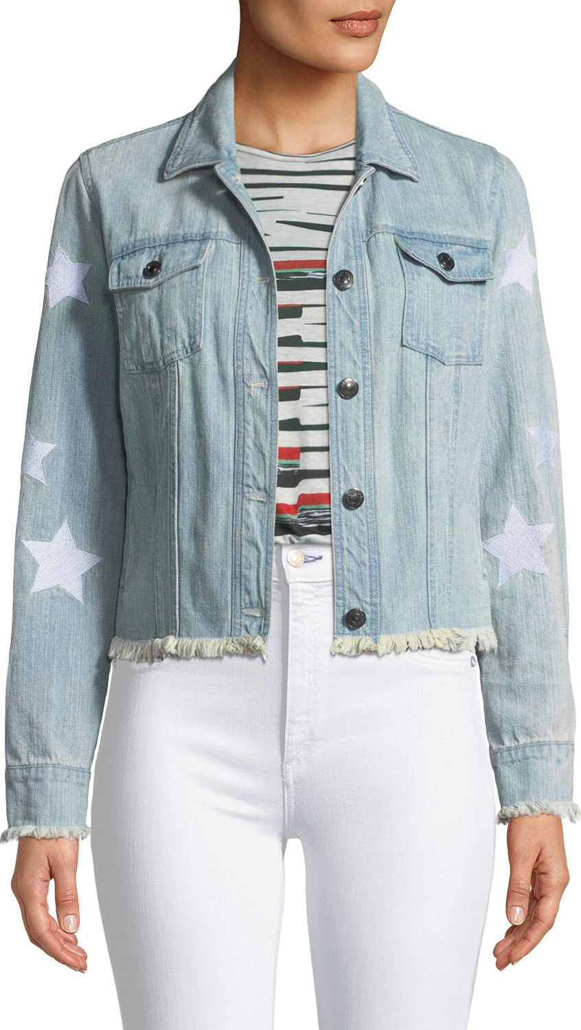 cupcakes and cashmere Affleck Frayed Denim Jacket