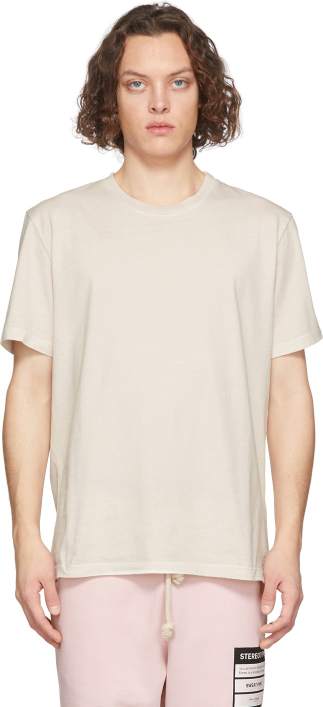 Maison Margiela Three-Pack Purple & Off-White Stereotype T-Shirt Maison Margiela Three-Pack Purple & Off-White Stereotype T-Shirt