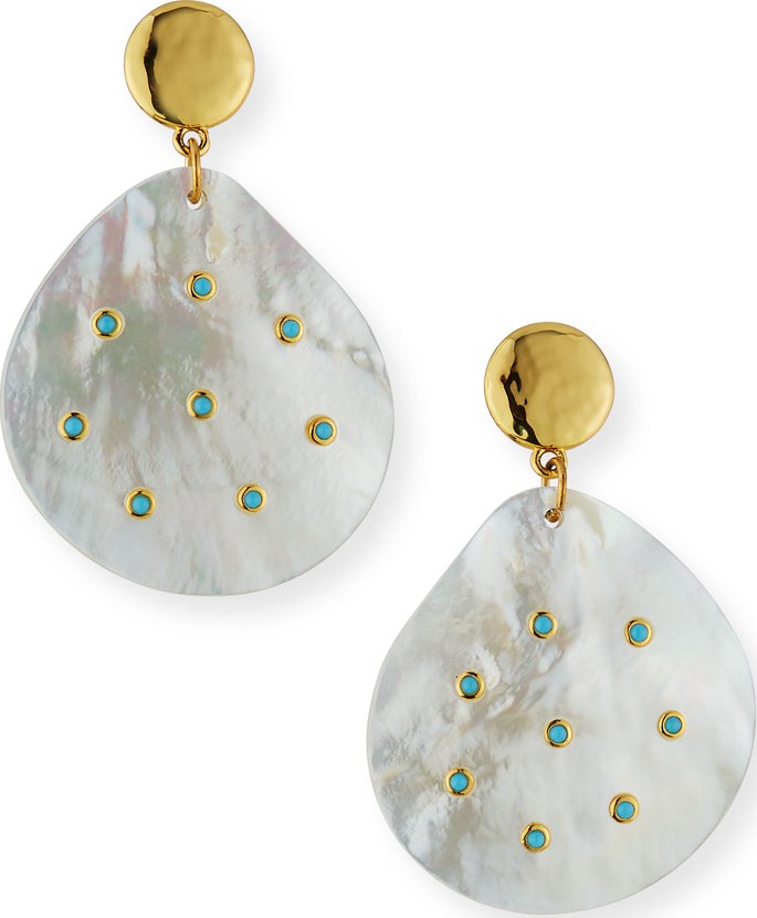 NEST Jewelry Mother-of-Pearl & Mini Turquoise Drop Earrings