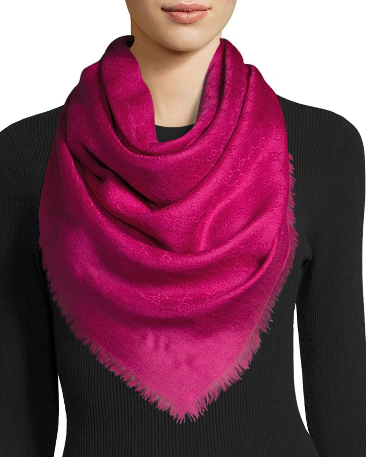 Gucci Ghili Fringed Wool/Silk Scarf