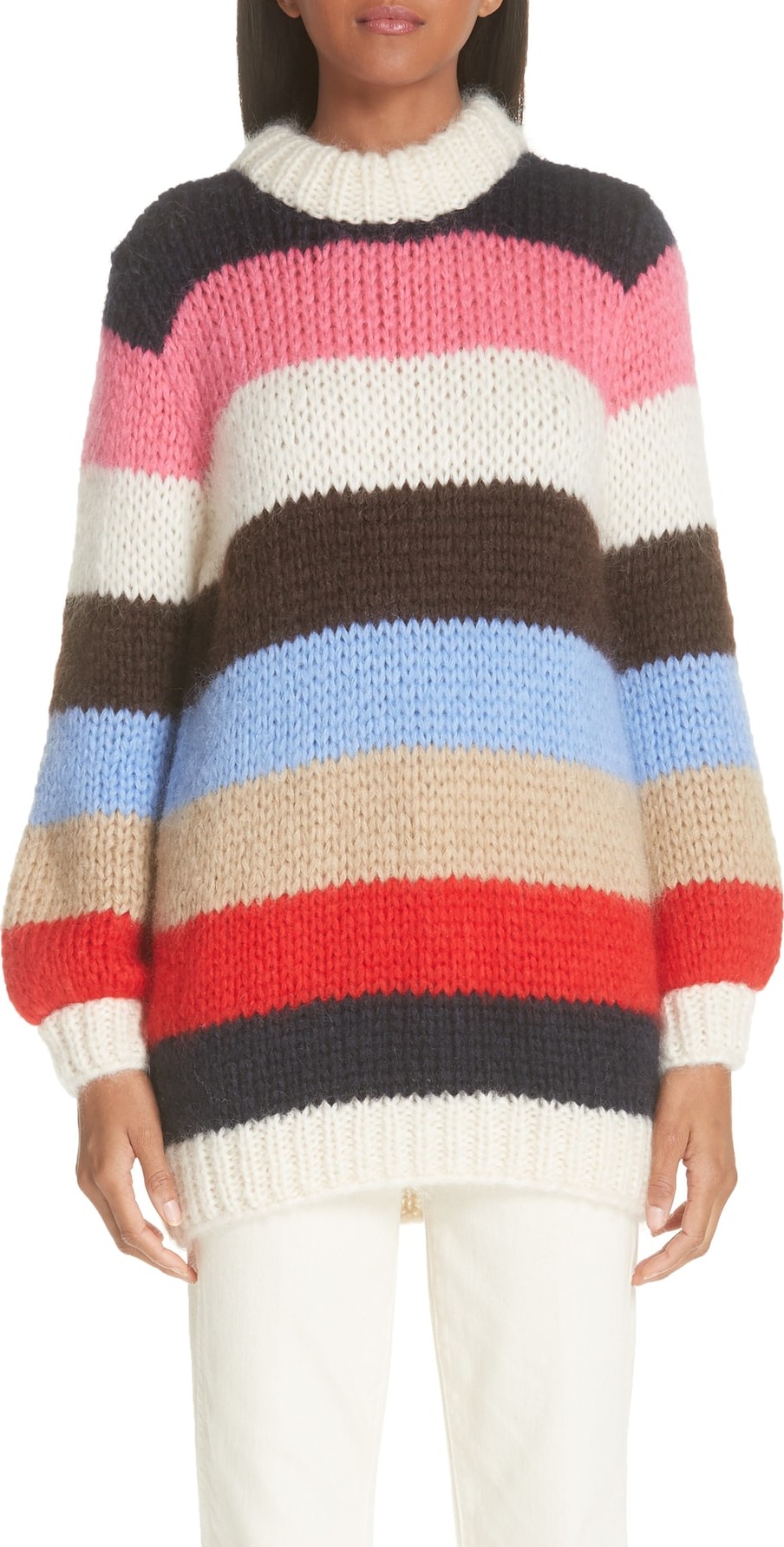 Ganni Julliard Multistripe Mohair & Wool Sweater