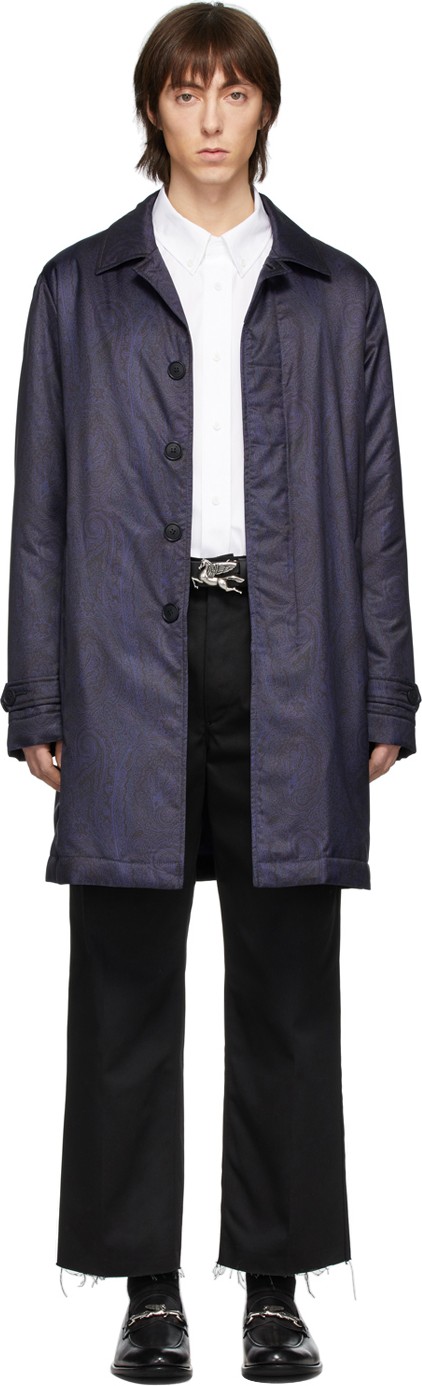 Etro Navy BenEtroEssere Paisley Coat
