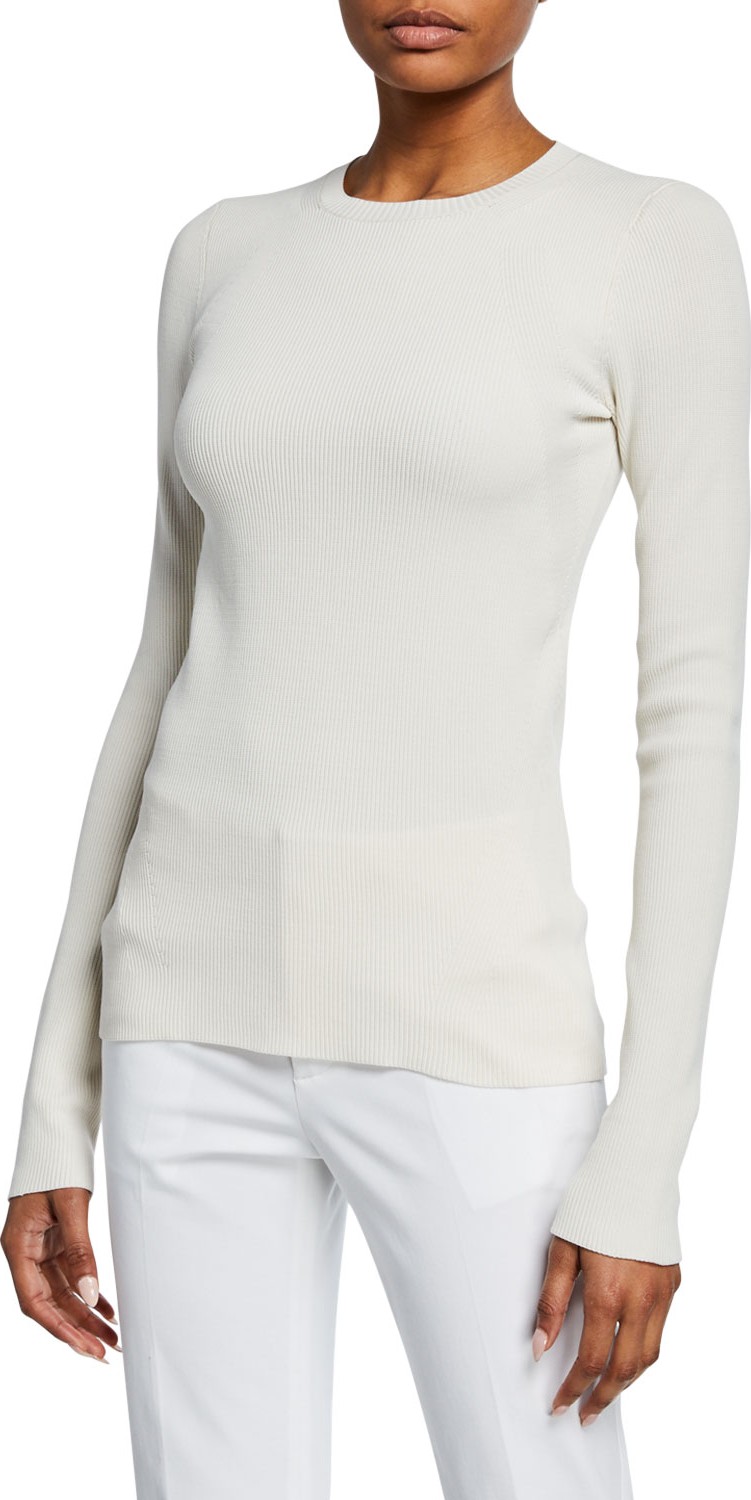 Helmut Lang Angel Crewneck Long-Sleeve Back Zip Top