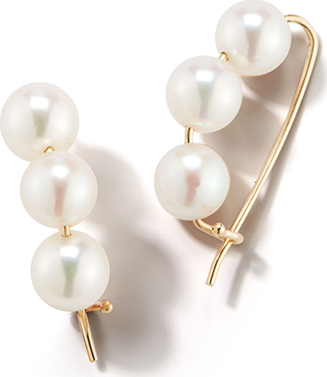 Mizuki 14k Gold Large 3-Pearl Earrings