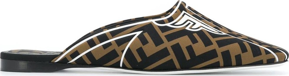Fendi Freedom squared-toe slippers
