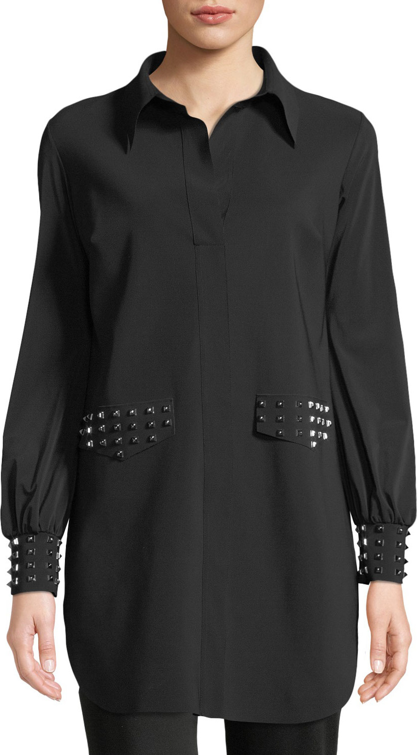 La Petite Robe di Chiara Boni Maurizia Studded Long-Sleeve Tunic