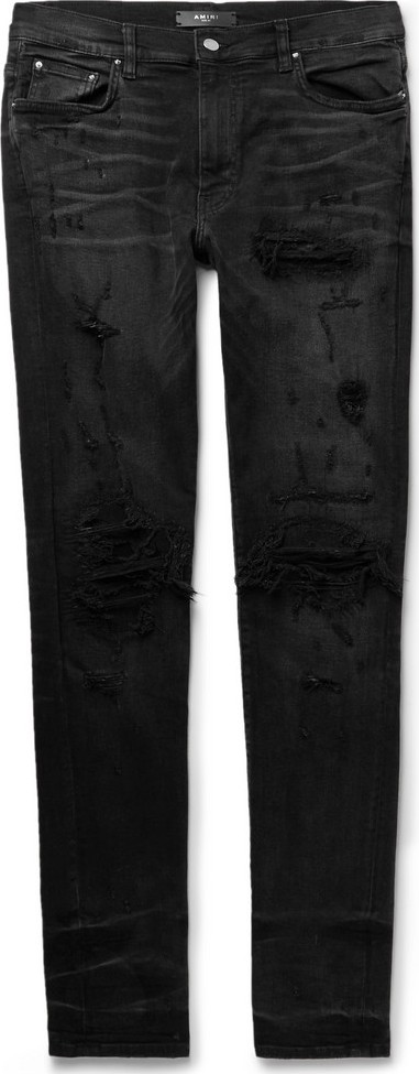 Amiri Skinny-Fit Distressed Stretch-Denim Jeans
