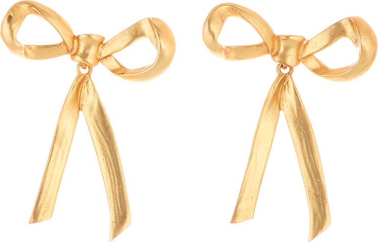 Oscar De La Renta Runway Metal Bow Earrings