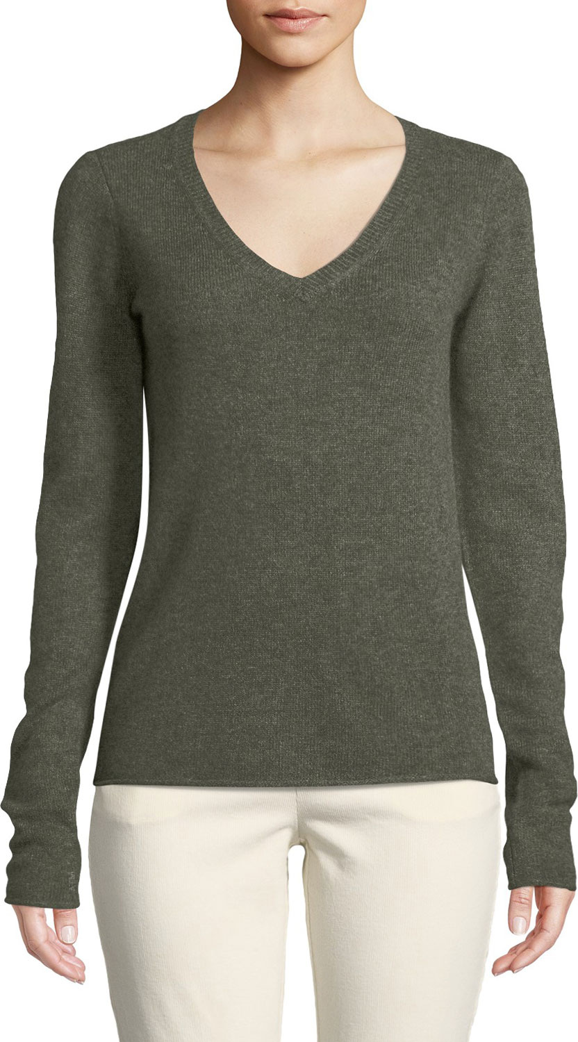 ATM Anthony Thomas Melillo Cashmere V-Neck Long-Sleeve Sweater