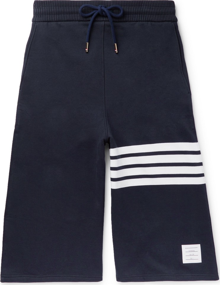 Thom Browne Wide-Leg Striped Loopback Cotton-Jersey Shorts