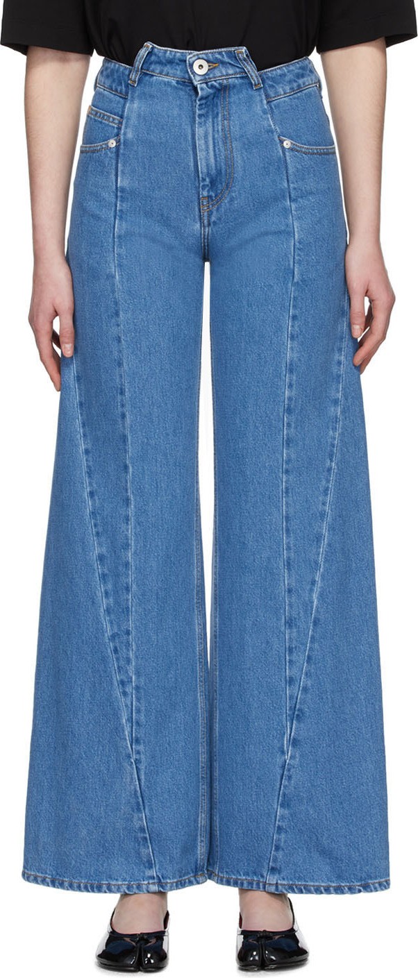 Maison Margiela Blue Décortiqué Asymmetric Wide-Leg Jeans