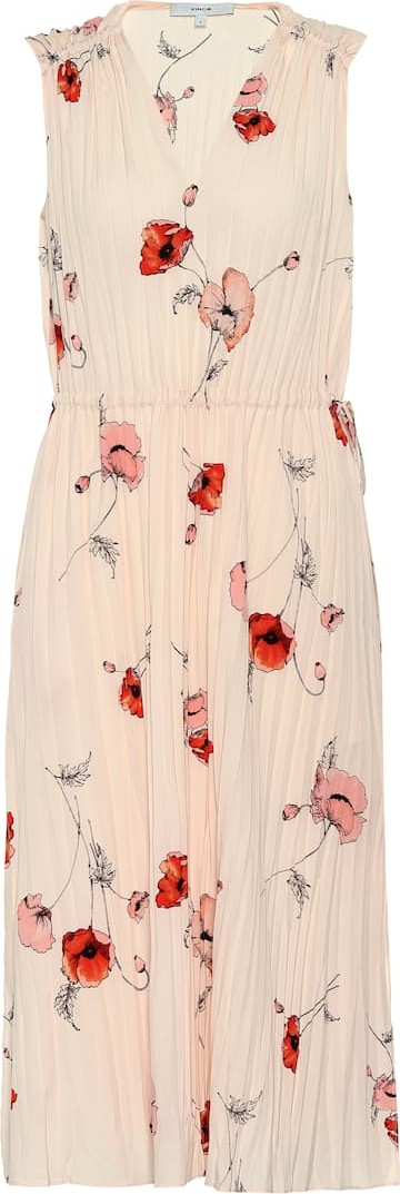 Vince Tossed Poppy pleated crêpe dress
