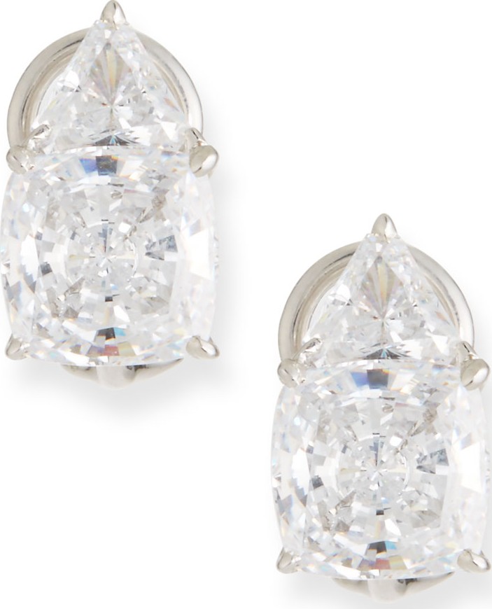 Fantasia by DeSerio Trillion & Cushion Cubic Zirconia Earrings