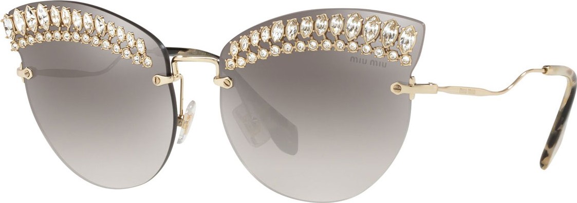 Miu Miu Crystal Trim Rimless Cat-Eye Sunglasses