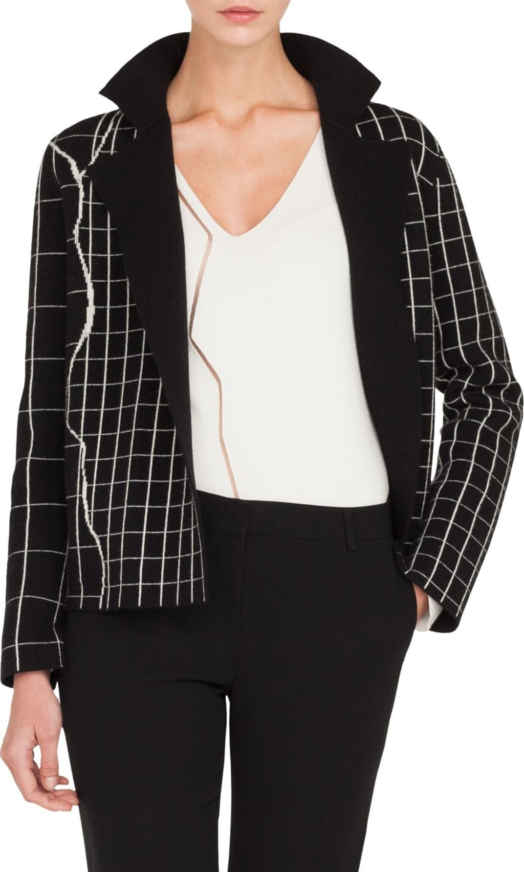 Akris Reversible Windowpane Sweater Jacket