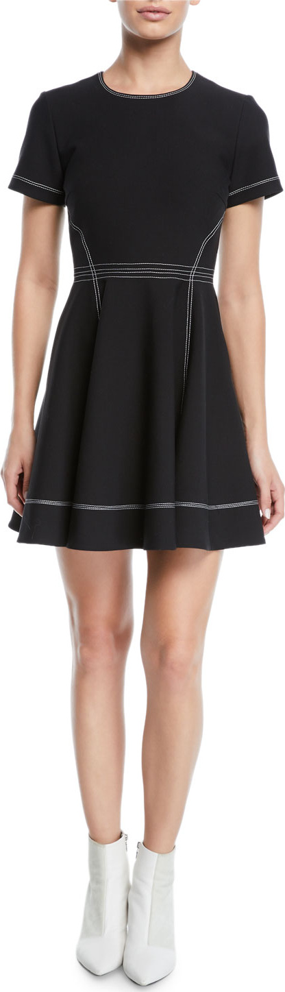 Cinq A Sept Bryce Short-Sleeve Fit-and-Flare Mini Dress